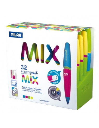 Milan Capsule Mix Expositor con 32 Portaminas 0.7mm - Dureza 2B - Colores Surtidos