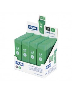 Milan Expositor con 24 Cajas de 12 Minas Grafito 0.9mm - Dureza B - Color Gris Oscuro