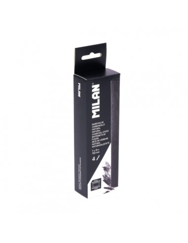 Milan Pack de 4 Barritas de Carboncillo - Natural - Rectangular 15x7mm - Color Negro