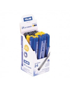 Milan Jet Eraser Expositor con 24 Portagomas Automaticos - Redondo - Colores Surtidos