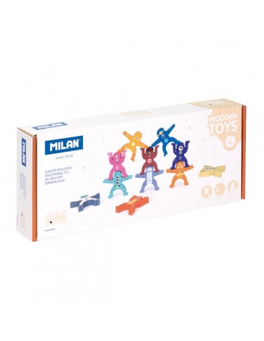 Milan Aliens Tower Juguete Educativo de Madera - Torres Apilables - de 1 a 6 Jugadores - Multicolor