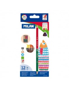 Milan Pack de 12 Lapices Bicolor - Triangulares - Colores Surtidos