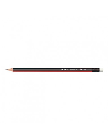 Milan Lapices de Grafito HB - con Goma - Triangular - Color Rojo