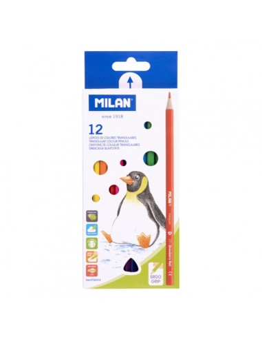 Milan Pack de 12 Lapices de Colores - Triangulares - Colores Surtidos