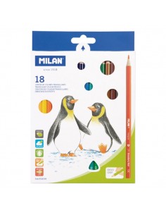 Milan Pack de 18 Lapices de Colores - Triangulares - Colores Surtidos