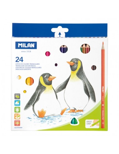 Milan Pack de 24 Lapices de Colores - Triangulares - Colores Surtidos