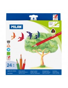 Milan Pack de 24 Lapices de Colores - Triangulares - Colores Surtidos