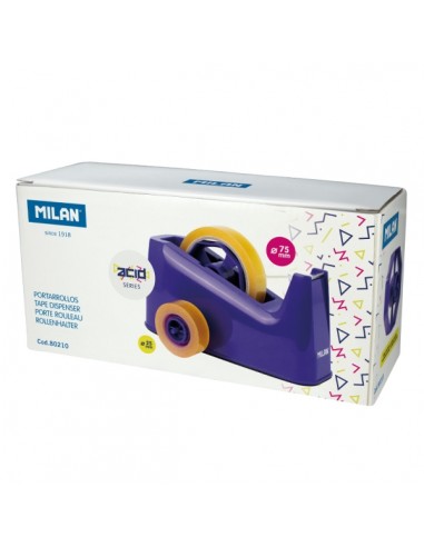 Milan Acid Portarrollos de Sobremesa - Doble Adaptador - Compatible con Cintas de 25mm y 75mm - Color Azul