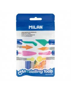 Milan Herramientas de Modelado - 2 Mangos - 8 Puntas Surtidas - Colores Surtidos