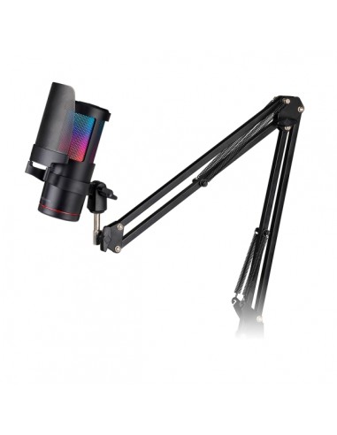 Mars Gaming MMIC-SC Microfono Gaming - Brazo Mecanico Omnidireccional - Filtro Pop de Malla Metalica - Iluminacion ARGB