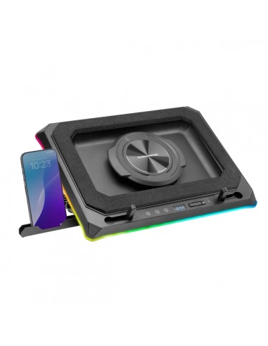 Mars Gaming MNBC-ULTRA Soporte de Sobremesa para Portatiles hasta 18" - Ventilador de 140mm - Iluminacion RGB - Ajustable con
