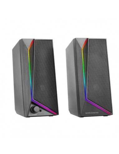 Mars Gaming MS72 Altavoces Gaming de 15W - Luces RGB - Jack 3.5mm - Procesador de Sonido DSP - 178x79x110mm - Color Negro