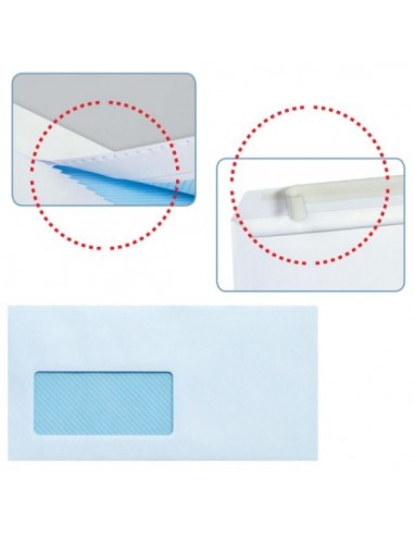 Sam Pack de 500 Sobres Americanos de Papel Offset 90grs con Ventana a la Izquierda - Medidas 115x225mm - Autoadhesivo con
