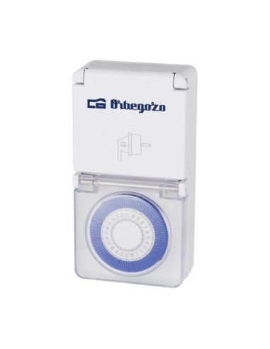 Orbegozo PG 10 Programador 24 Horas - Potencia hasta 3680W - Proteccion IP44 para Uso en Exterior - Intervalos de 15 Minutos