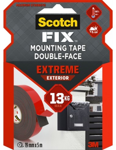 Scotch-Fix Cinta de Montaje para Exterior Extremo de Doble Cara - 19mm x 5m - Color Blanco