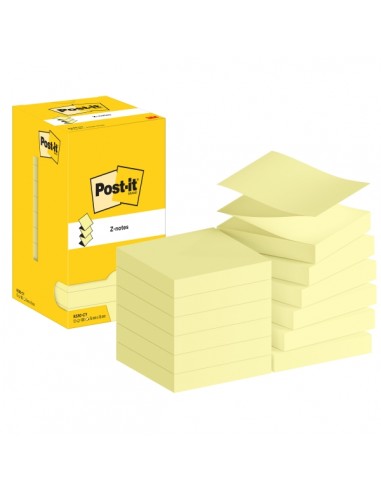 Post-It Pack de 12 Blocs de 100 Z-Notas Adhesivas Reposicionables - Forma Cuadrada - 76x76mm - Color Amarillo Claro