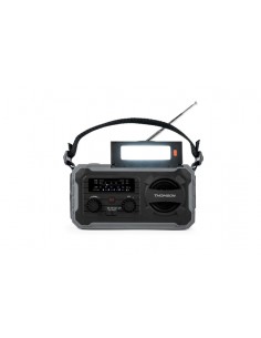 Thomson Radio Solar Portatil SOS - AM FM - Bateria de 8000mAh - Linterna de Emergencia - 3 Modos de Carga - Funcion Powerbank