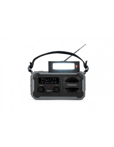 Thomson Radio Solar Portatil SOS - AM FM - Bateria de 8000mAh - Linterna de Emergencia - 3 Modos de Carga - Funcion Powerbank