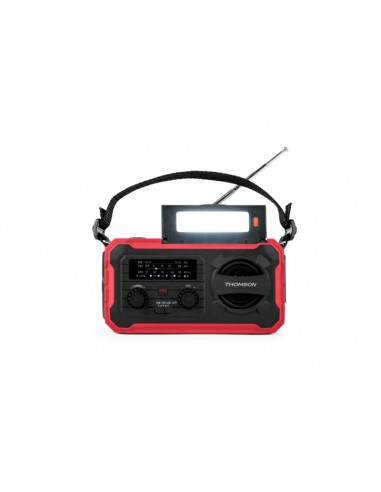 Thomson Radio Solar Portatil SOS - AM FM - Bateria de 8000mAh - Linterna de Emergencia - 3 Modos de Carga - Funcion Powerbank