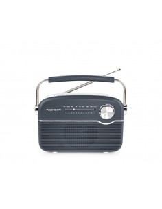 Thomson Radio Solar Portatil Retro RTS450BT - FM - Carga por Energia Solar o USB-C - Antena Telescopica - Bluetooth - Color