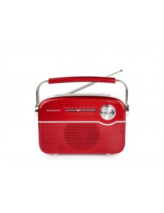 Thomson Radio Solar Portatil Retro RTS450BT - FM - Carga por Energia Solar o USB-C - Antena Telescopica - Bluetooth - Color
