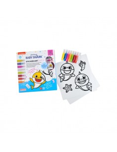 Comansi Sticker Art Junior Baby SharkÂ - Pegatinas Creativas para Ventanas Â - Manualidades Infantiles - Surtido