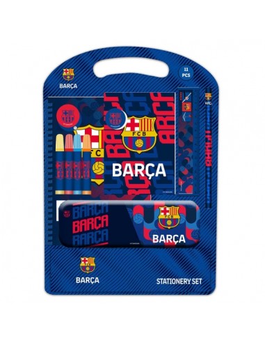 Safta F.C.Barcelona Pack Escolar de 11 Piezas - Plumier Metalico - Presentado en Blister de Carton y PVC Transparente -