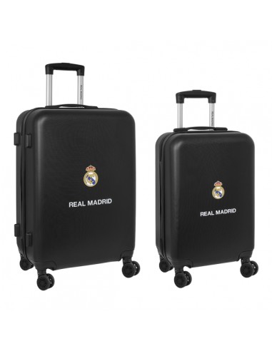 Safta Real Madrid Pack de 2 Maletas Trolley de 20" y 24" Rigidas - Candado - Asa Telescopica de PVC con Goma - 4 Ruedas