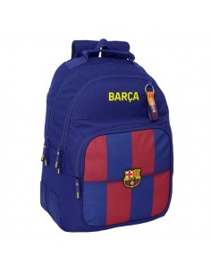 Safta F.C.Barcelona Mochila Escolar de 20L - Adaptable a Carro - 3 Compartimentos - Portabotellas - 32x42x15cm - Color Rojo y