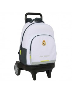 Safta Real Madrid Compact Mochila con Carro Integrado - Portabotellas - Extraible para Limpieza - Ruedas con Goma