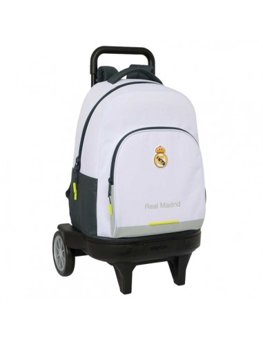 Safta Real Madrid Compact Mochila con Carro Integrado - Portabotellas - Extraible para Limpieza - Ruedas con Goma