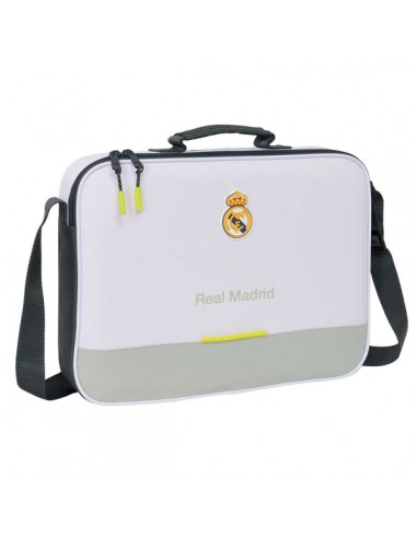 Safta Real Madrid Maletin con Cremallera de 6L - Bandolera Ajustable - Asa de Mano Forrada - Fondo Semirigido Extraible -