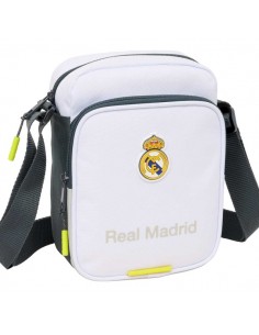 Safta Real Madrid Bandolera de 2L - Ajustable - Bolsillo Trasero con Velcro - Cierre con Cremallera - 16x22x6cm - Color