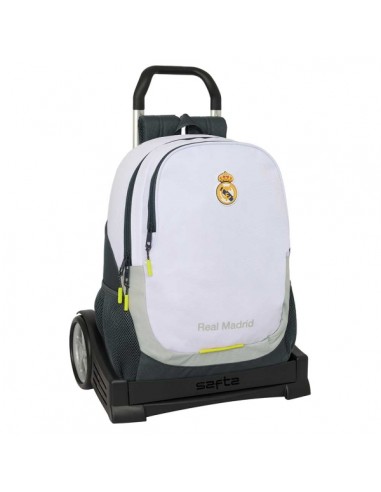 Safta Real Madrid Mochila de 22.5L con Carro Evolution Integrado - Portabotellas - Extraible para Limpieza - Carro de PP