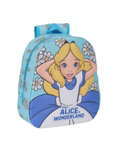 Safta Alicia en el Pais de las Maravillas Mochila 3D de 8.64L - Portabotellas - Tarjeta de Identificacion Personal -