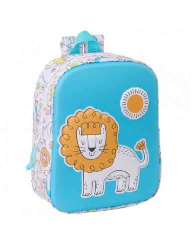Safta Lion Mochila Guarderia 3D de 6L - Asa de Mano Superior - Asas Regulables y Acolchadas - Cierre de Cremallera -