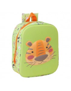 Safta Tiger Mochila Guarderia 3D de 6L - Asa de Mano Superior - Asas Regulables y Acolchadas - Cierre de Cremallera -