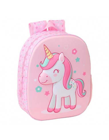 Safta Unicorn Mochila 3D de 8.64L - Portabotellas - Tarjeta de Identificacion Personal - Hombreras Acolchadas - 27x33x10cm -