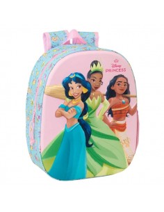 Safta Princesas Disney Mochila 3D de 8.64L - Portabotellas - Tarjeta de Identificacion Personal - Hombreras Acolchadas -