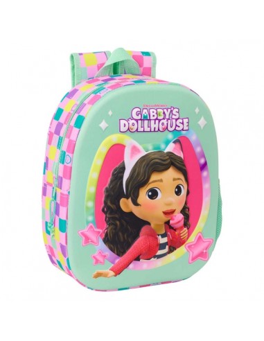 Safta Gabby'S Dollhouse Mochila 3D de 8.64L - Portabotellas - Tarjeta de Identificacion Personal - Hombreras Acolchadas -