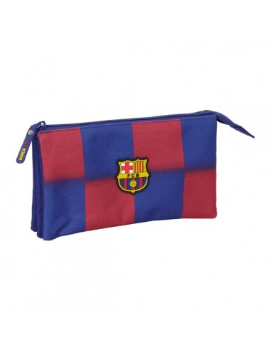 Safta F.C.Barcelona Estuche Portatodo de 0.6L - 3 Compartimentos - Cierre de Cremallera Central - 22x12x3cm - Color Rojo y