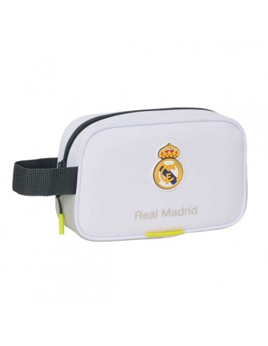 Safta Real Madrid Neceser de 2L Portatodo - Asa de Mano - Cierre de Cremallera - 22x13.5x8cm - Color Blanco y Negro