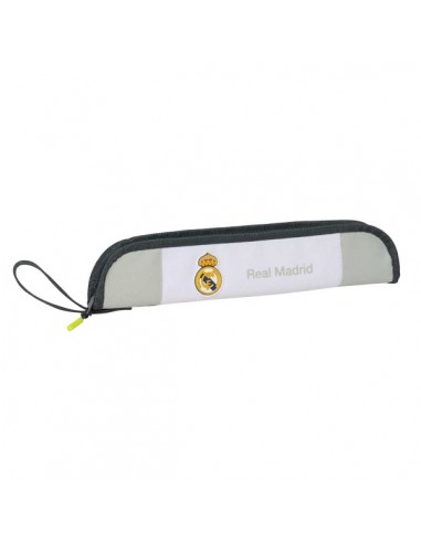 Safta Real Madrid Portaflautas de 0.6L - Borde con Ribete Reforzado - Asa de Mano - Cierre de Cremallera - 37x8x2cm - Color