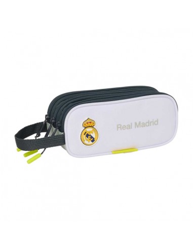 Safta Real Madrid Estuche Portatodo de 1.25L - 3 Compartimentos - Asa de Mano - Cierre de Cremallera - 21x8.5x7cm - Color