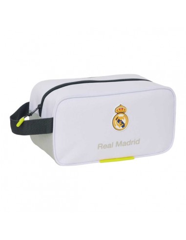 Safta Real Madrid Zapatillero de 6L - Asa de Mano - Cierre de Cremallera - 29x15x14cm - Color Blanco y Negro