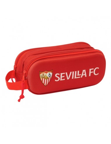 Safta Sevilla Fc Estuche Portatodo 3D - 2 Compartimentos - Cierre de Cremallera - Asa de Mano - 21x8x6cm - Color Rojo