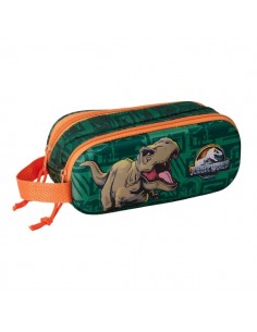 Safta Jurassic World Estuche Portatodo 3D de 1L - 2 Compartimentos - Cierre de Cremallera - Asa de Mano - 21x8x6cm - Color