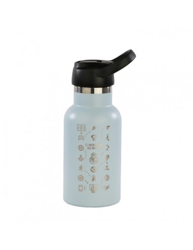 Safta Real Madrid Botella Reutilizable 350mL - Doble Pared - Base de Silicona - Acero Inoxidable - Tapon con Valvula - 12H