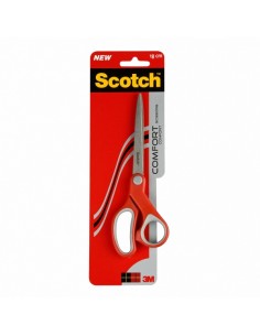 Scotch Tijeras Ergonomicas 20cm - Acero Inoxidable - Mango Ergonomico - Color Rojo