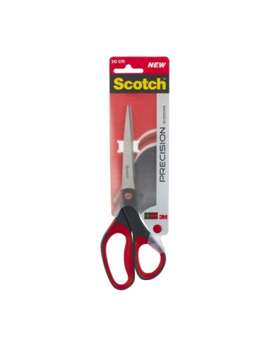 Scotch Tijeras de Precision 20cm - Acero Inoxidable - Corte Preciso - Mango Ergonomico - Color Negro Rojo